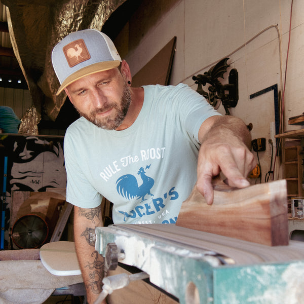 Crowing Rooster Leather Patch Cap