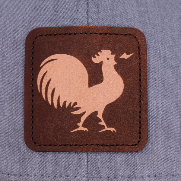 Crowing Rooster Leather Patch Cap