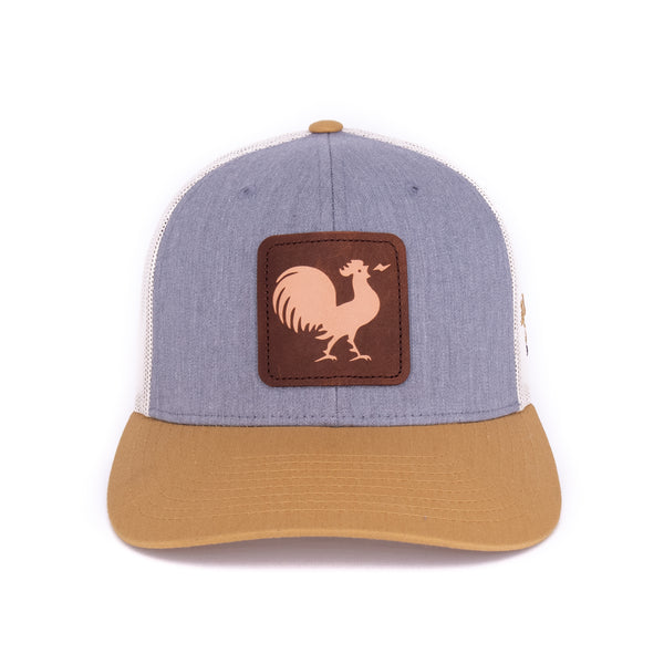 Crowing Rooster Leather Patch Cap
